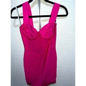 Herve Leger fuscia bandage dress